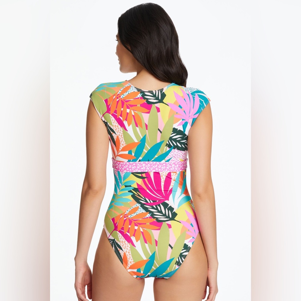 Bleu Rod Beattie Wild at Heart Cap Sleeve One Piece Swimsuit Size 8 - Picture 4 of 10
